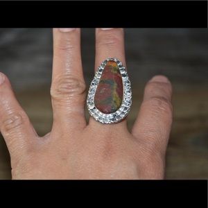 Raw Dragon Bloodstone Ring 8 1/2